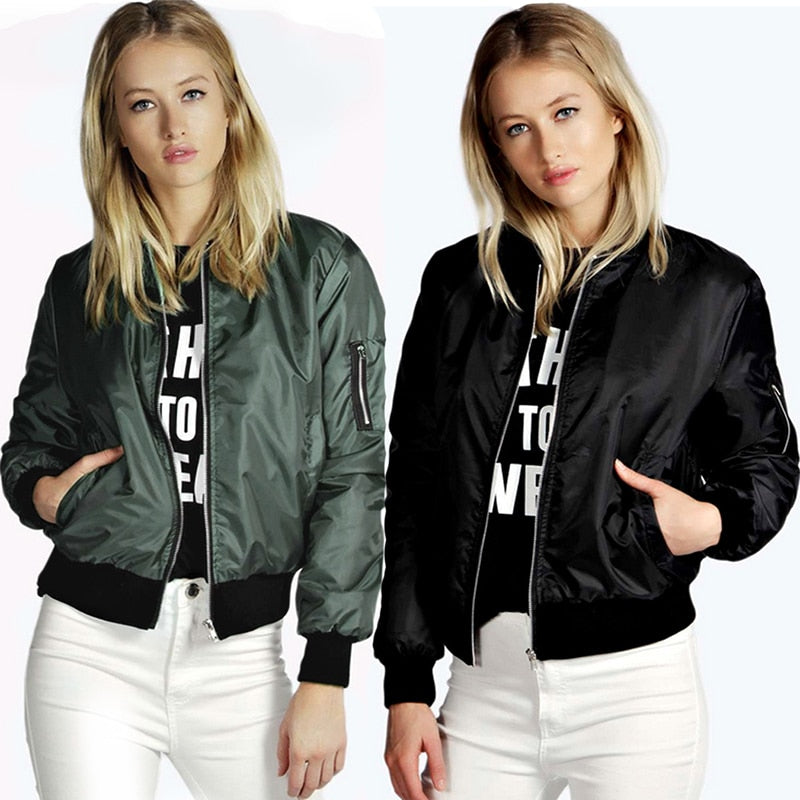 2024 Spring Autumn Thin Womens Casual Zipper Bomber Jacket