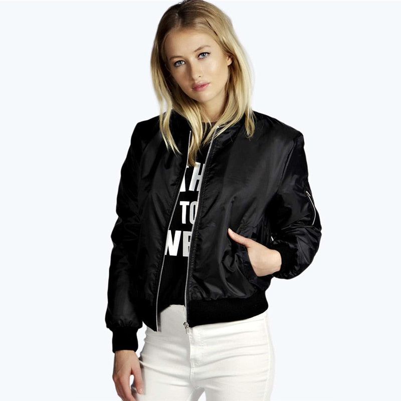 2024 Spring Autumn Thin Womens Casual Zipper Bomber Jacket