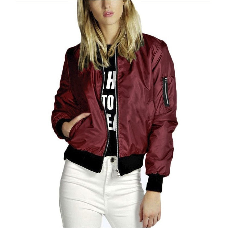 2024 Spring Autumn Thin Womens Casual Zipper Bomber Jacket